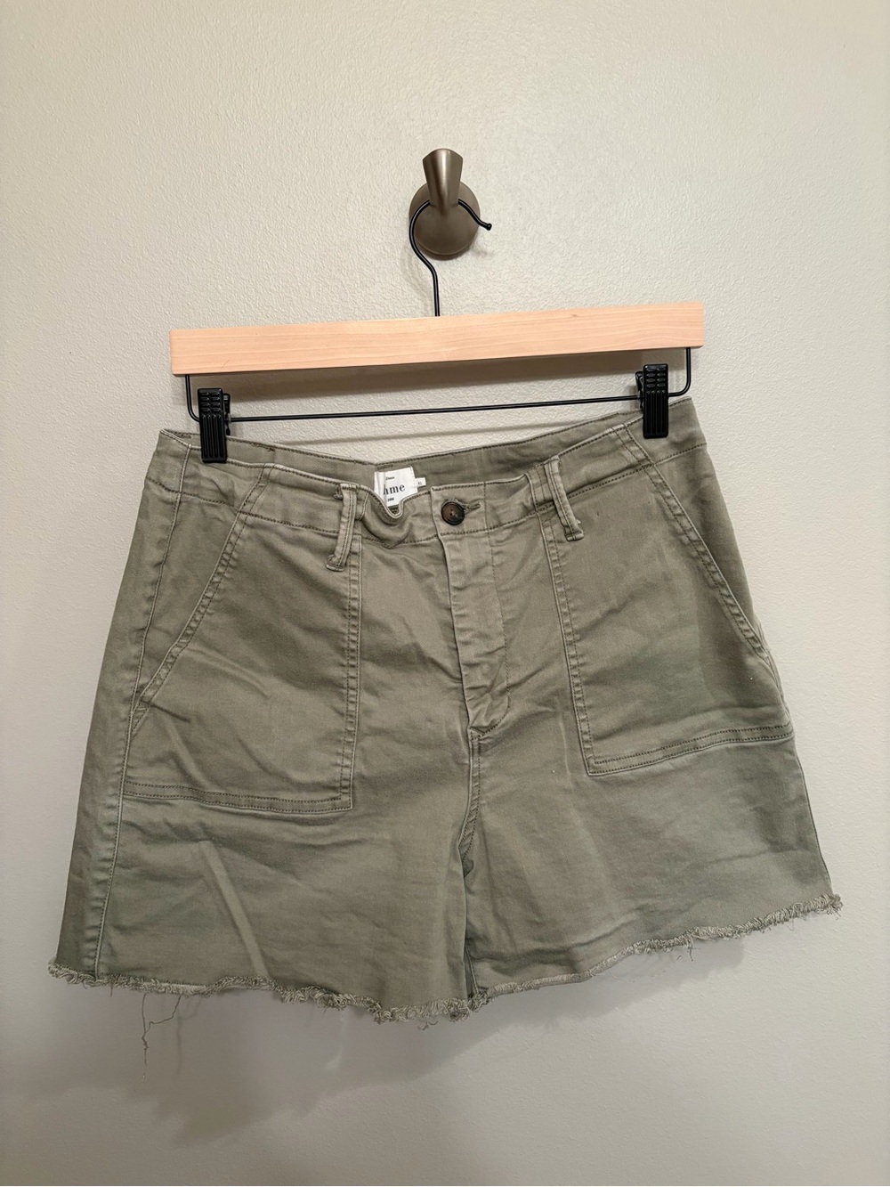 bohme Olive Green High-Waist Utility Shorts